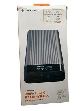 HyperJuice 245W USB-C Battery Pack 27000mAh 100Wh With PD 3.0 QC 4.0+ Airline Sa